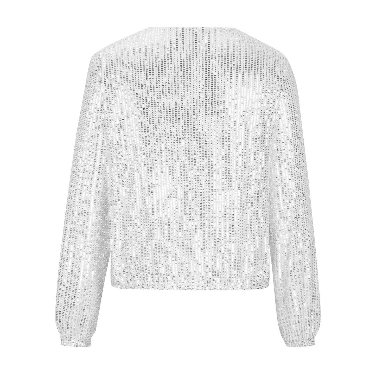 Damen Glamouröse Paillettenjacke mit durchgehendem Reißverschluss und langem Arm Stalluxe