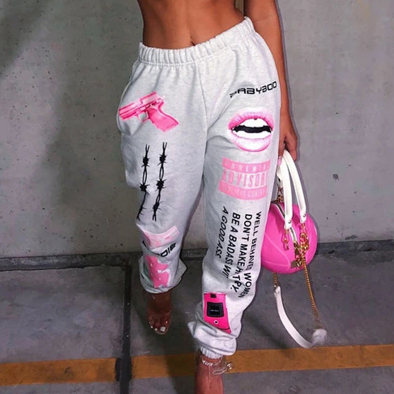 Damen lässige Sporthose mit auffälligen Schriftzügen und Grafikdesign Stalluxe