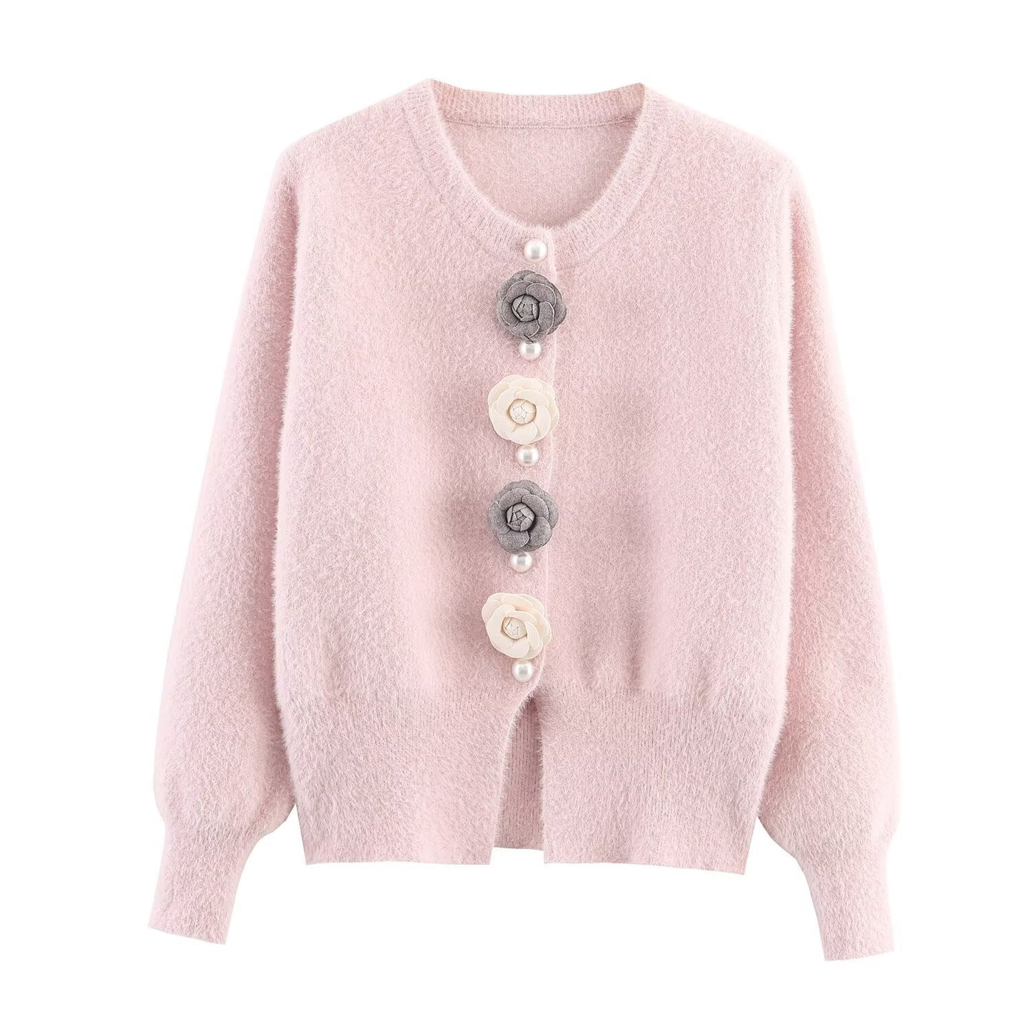 Damen Kuschelige Strickjacke mit stilvollen Blumendetails Stalluxe