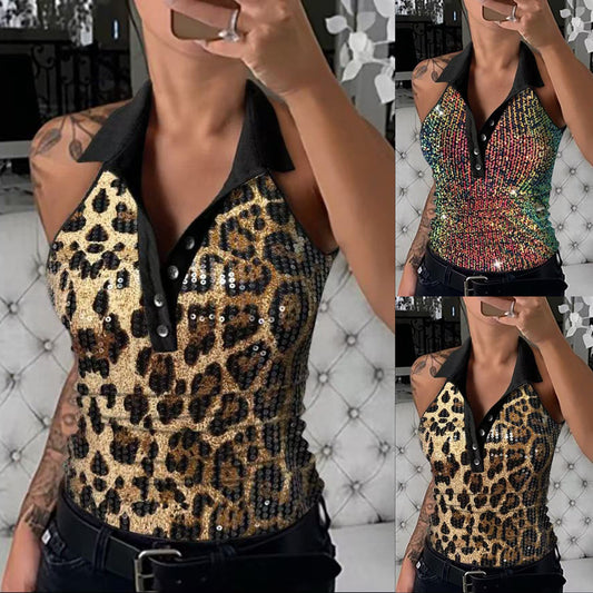 Damen Funkelnde Tiermuster Poloshirt Stalluxe