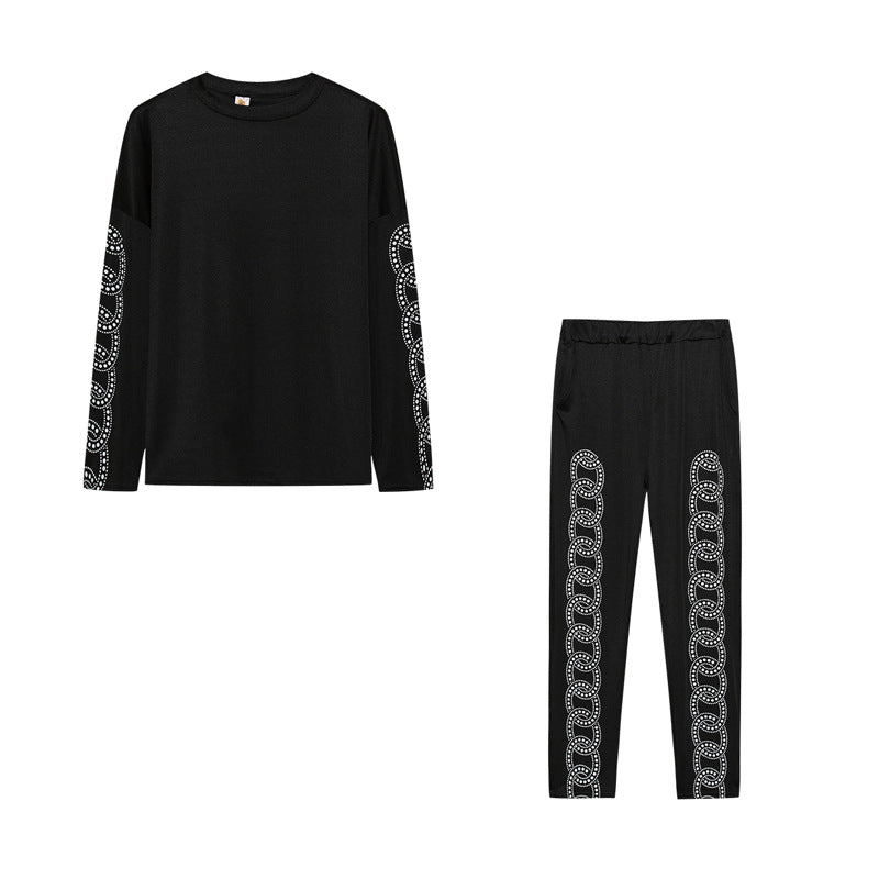 Damen Sportliches Lounge-Set mit geometrischem Muster und langärmeligen Oberteil Stalluxe