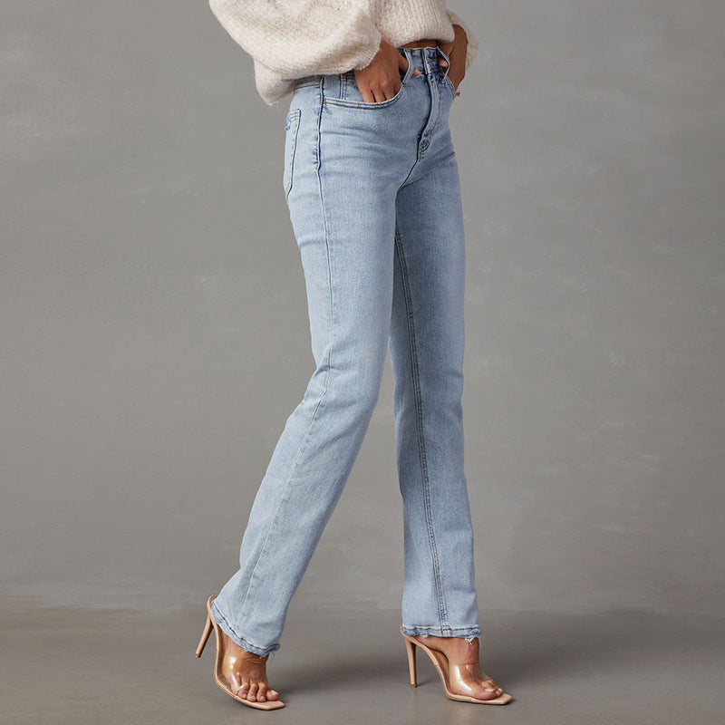 Damen High-Waist Jeans mit lässigem Schnitt und ausgefranstem Saum Stalluxe