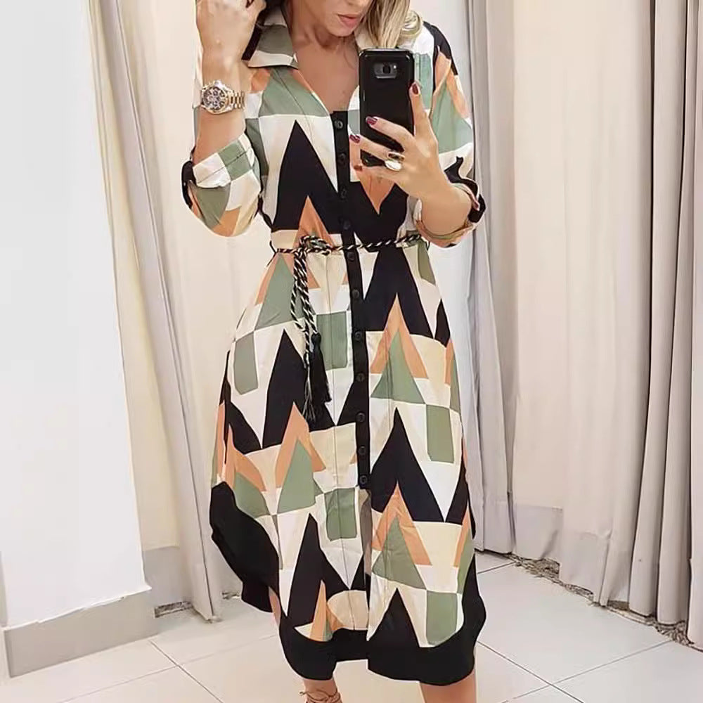 Damen Maxikleid mit Streifenmuster und Taillengürtel Stalluxe