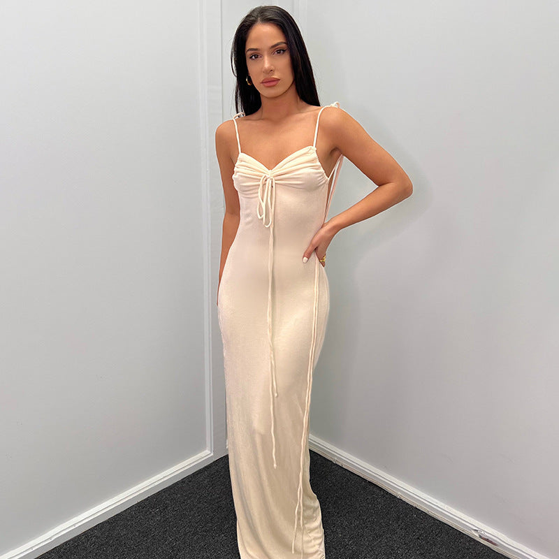 Damen Elegantes Maxikleid mit verstellbaren Trägern und raffiniertem Ausschnitt Stalluxe