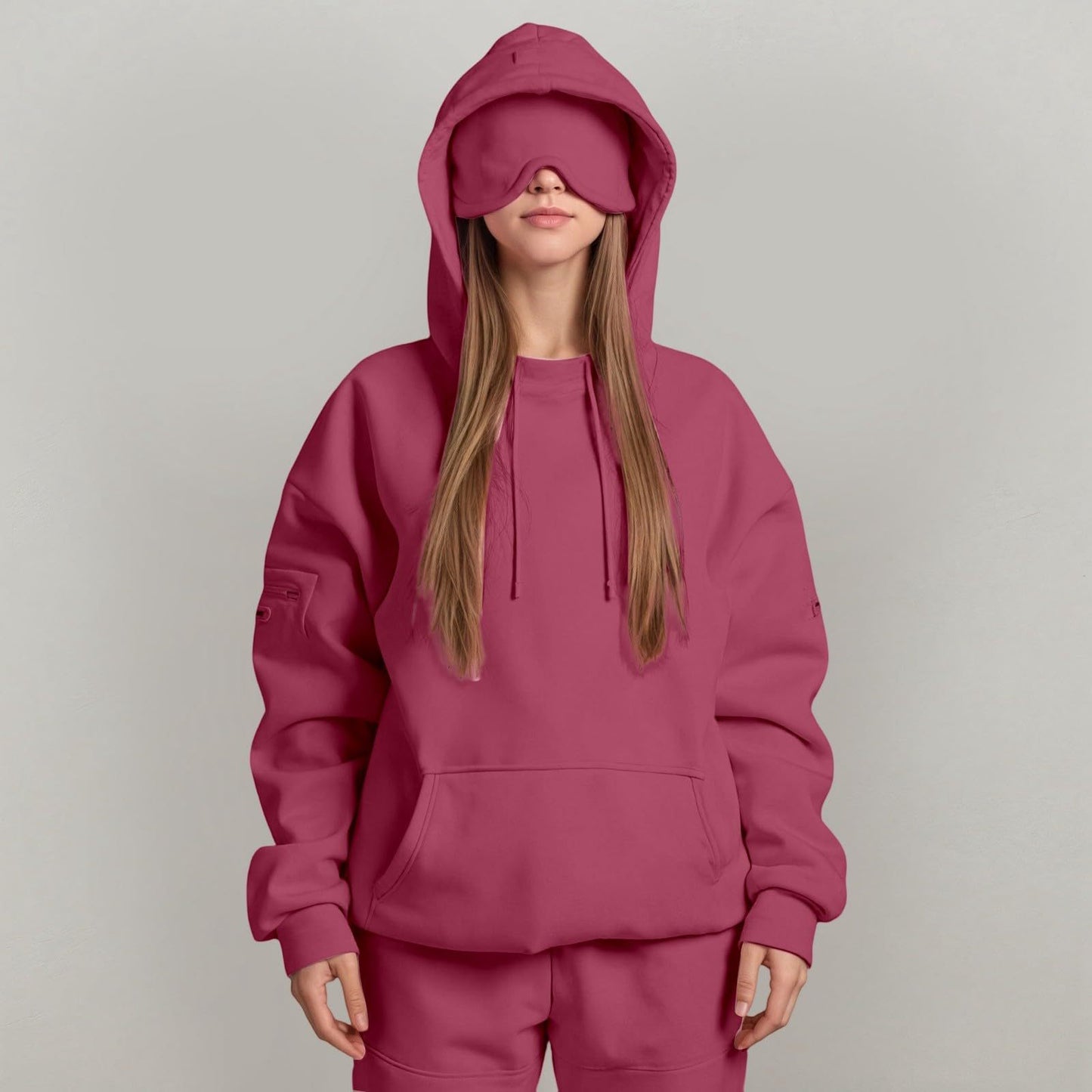 Damen kuscheliger Oversized Hoodie mit integrierter Augenmaske Stalluxe