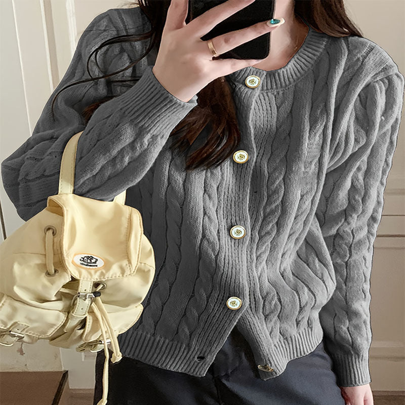 Damen Grobstrick Cardigan mit eleganten Knopfdetails und langem Arm Stalluxe