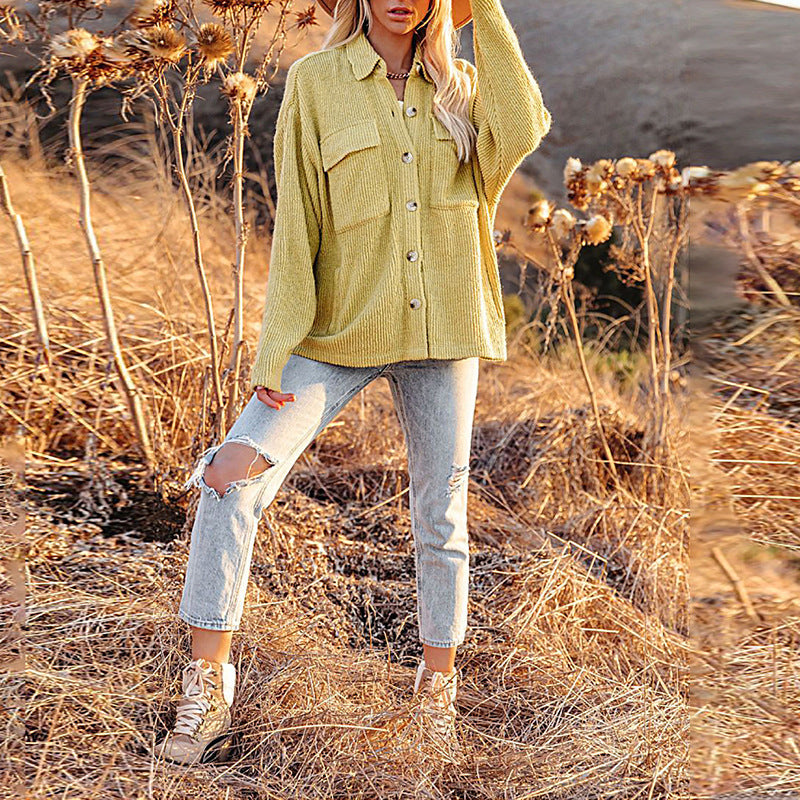 Damen Oversized Hemdbluse mit strukturiertem Design und Knopfdetails Stalluxe