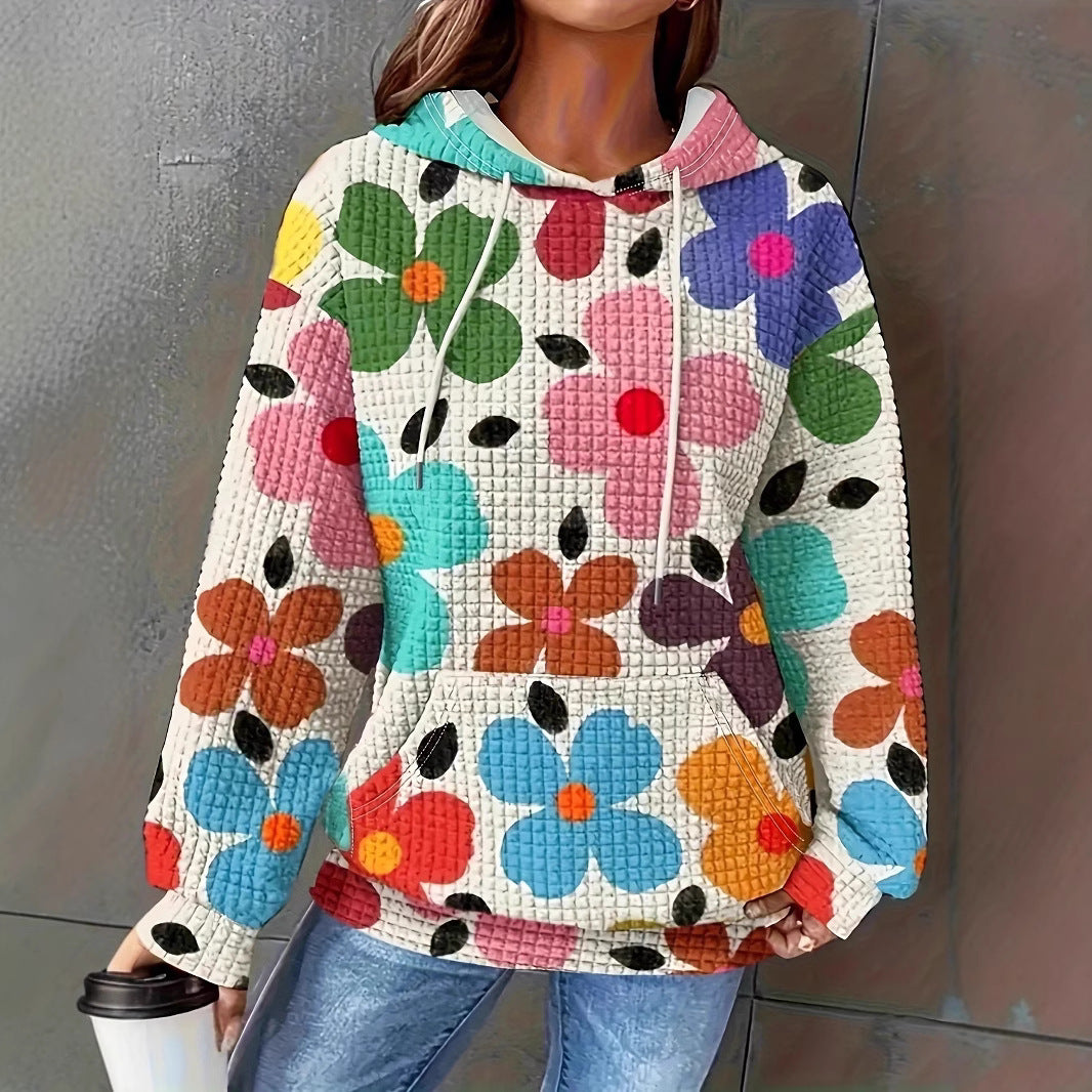 Damen Kapuzenpullover mit floralem Strukturmuster und bequemer Passform Stalluxe