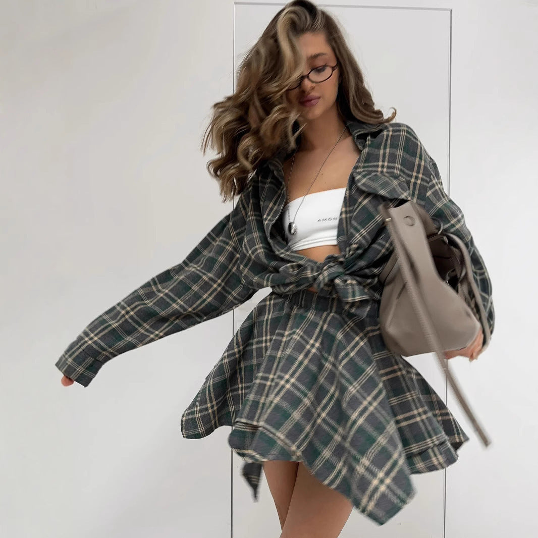 Damen lässiges Karo-Hemdkleid aus weichem Material Stalluxe