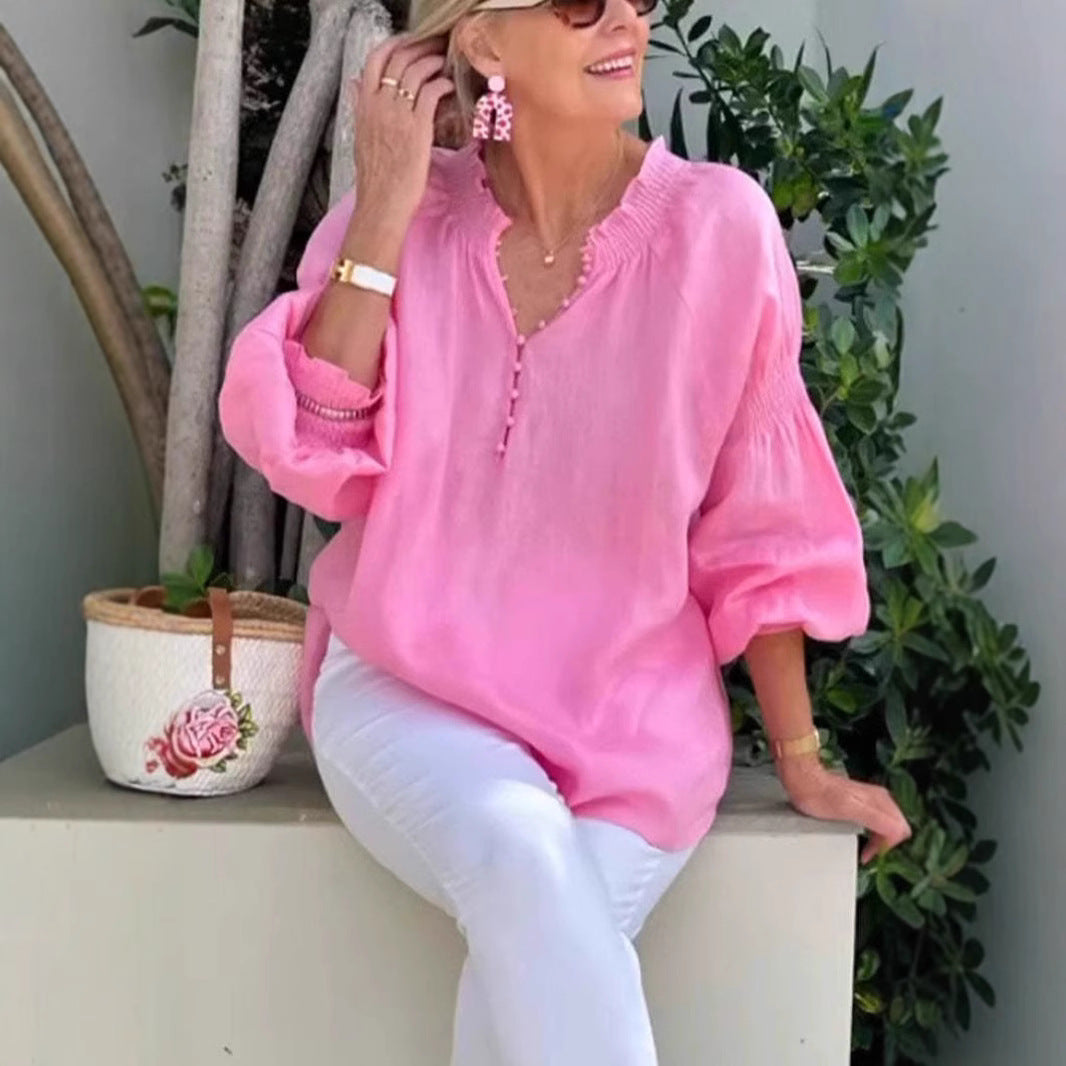 Damen luftige Bluse mit Smock-Ärmeln Stalluxe