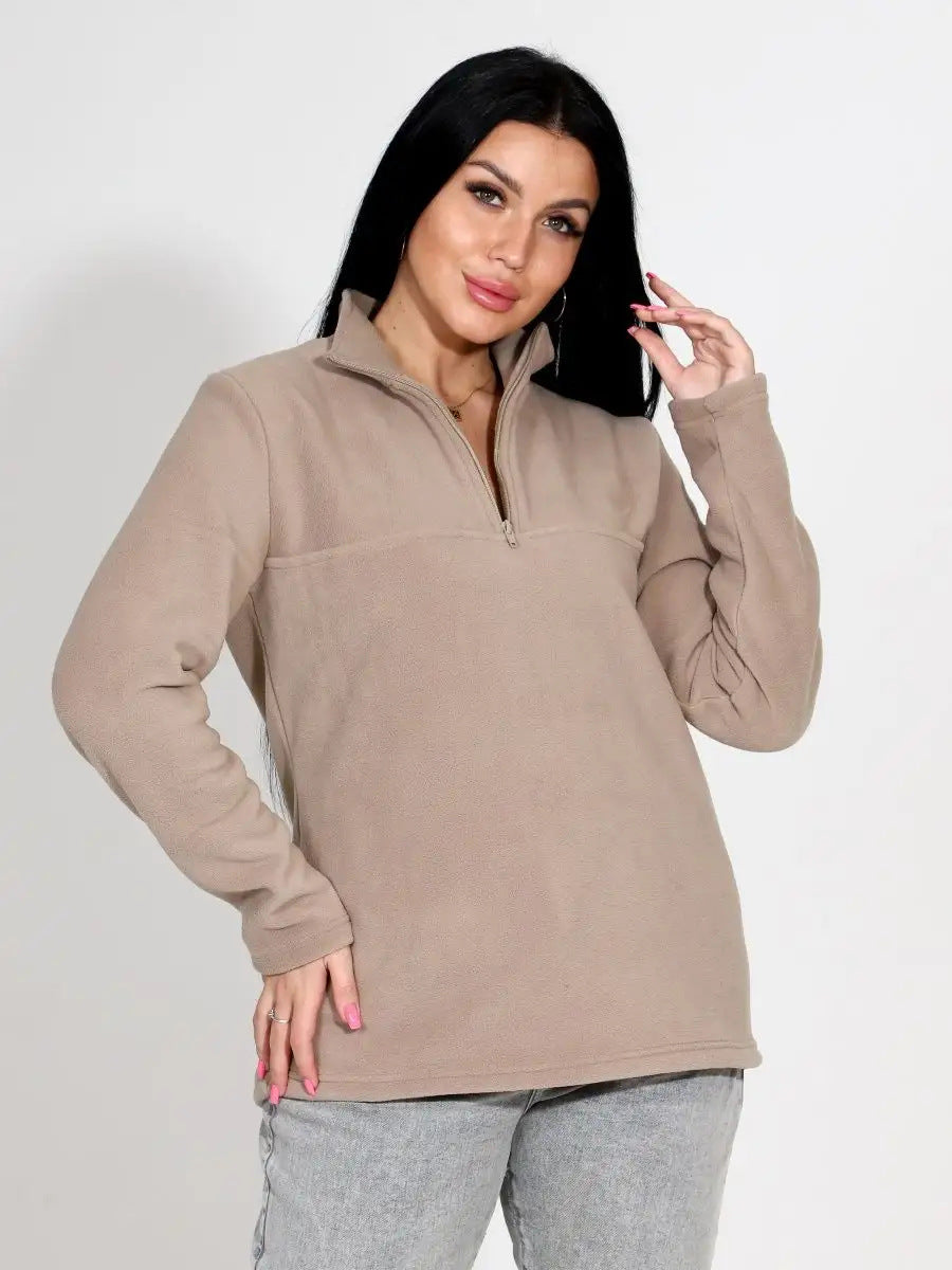 Damen Fleece-Pullover mit Stehkragen und Reißverschluss Stalluxe