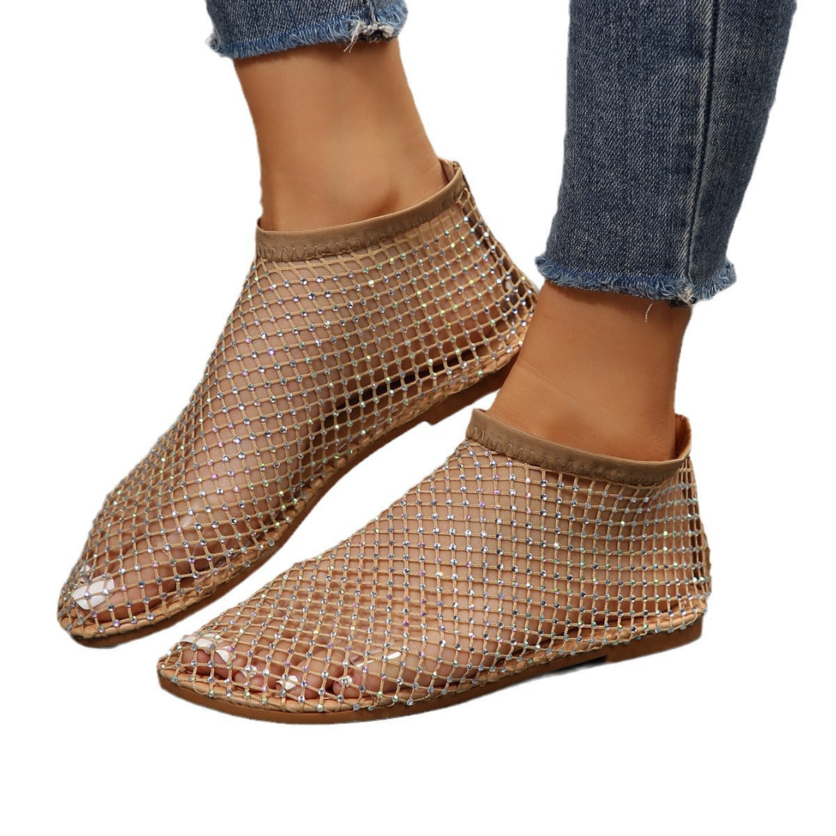 Damen modische Mesh-Slipper mit Glitzer-Applikationen Stalluxe