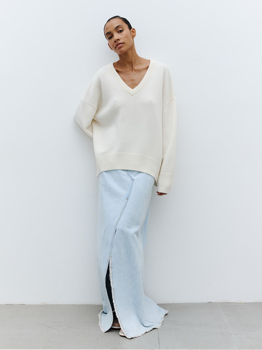 Damen langer Jeansrock mit seitlichem Schlitz und hochwertiger Baumwolle Stalluxe