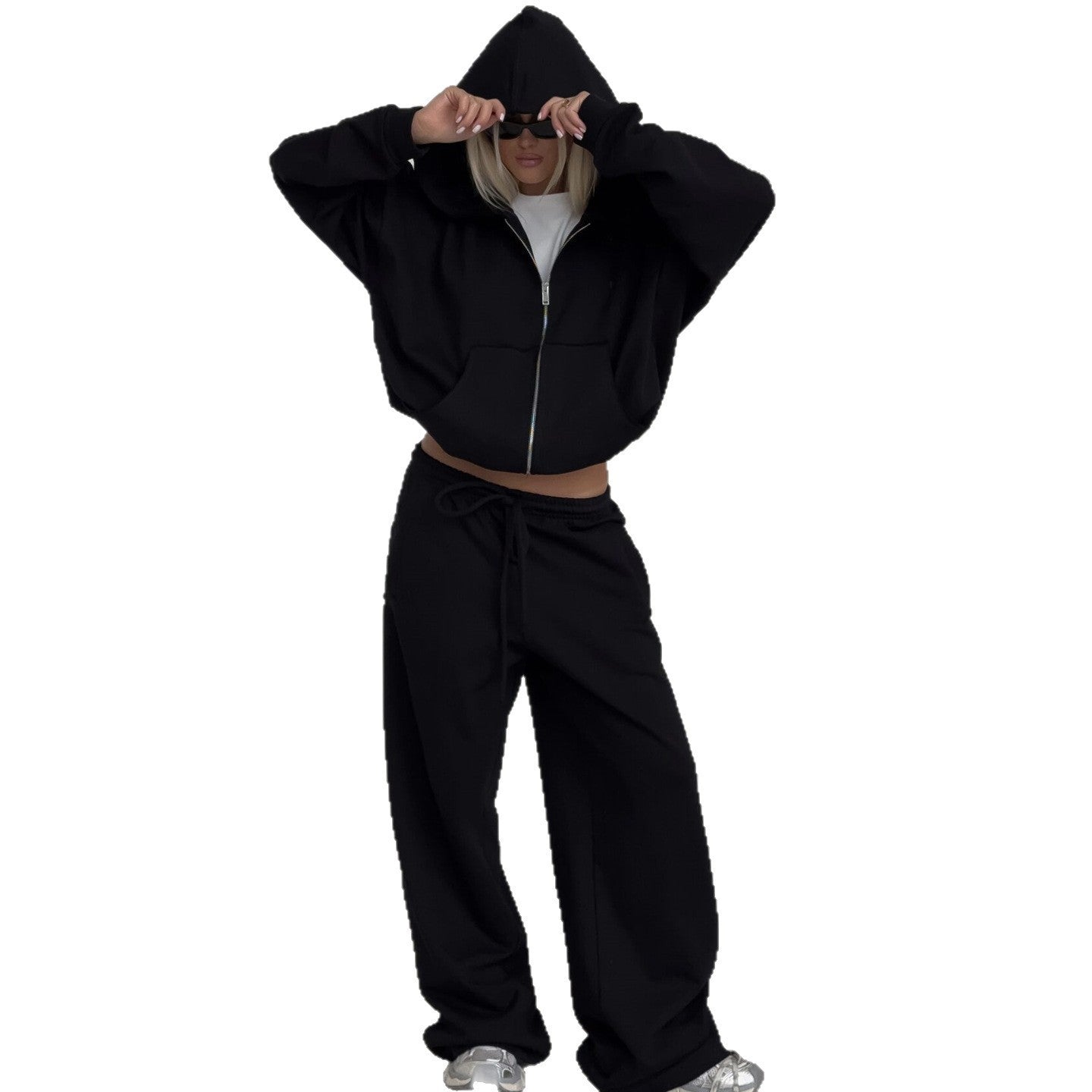 Damen lässiger Oversized Kapuzenpullover und weit geschnittene Jogginghose Set Stalluxe