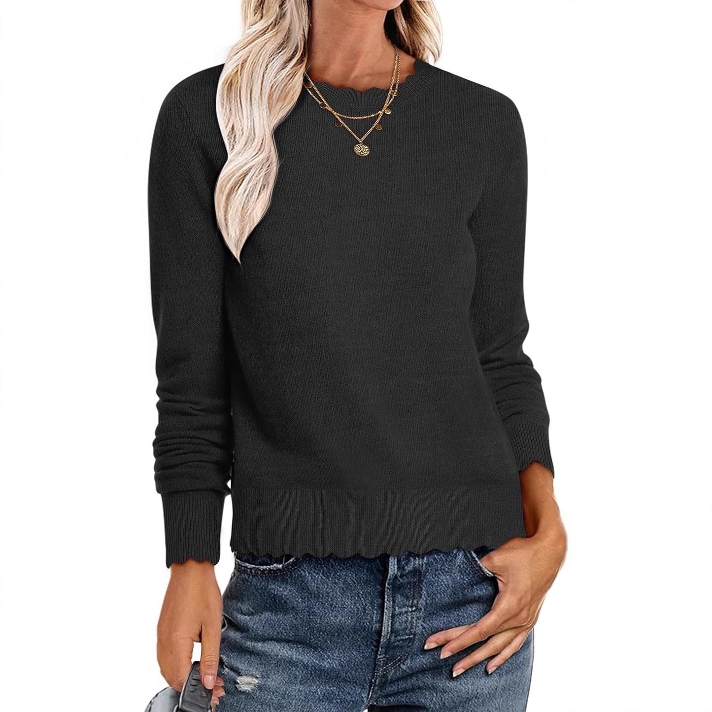 Damen Sweater mit Wellenkante Stalluxe