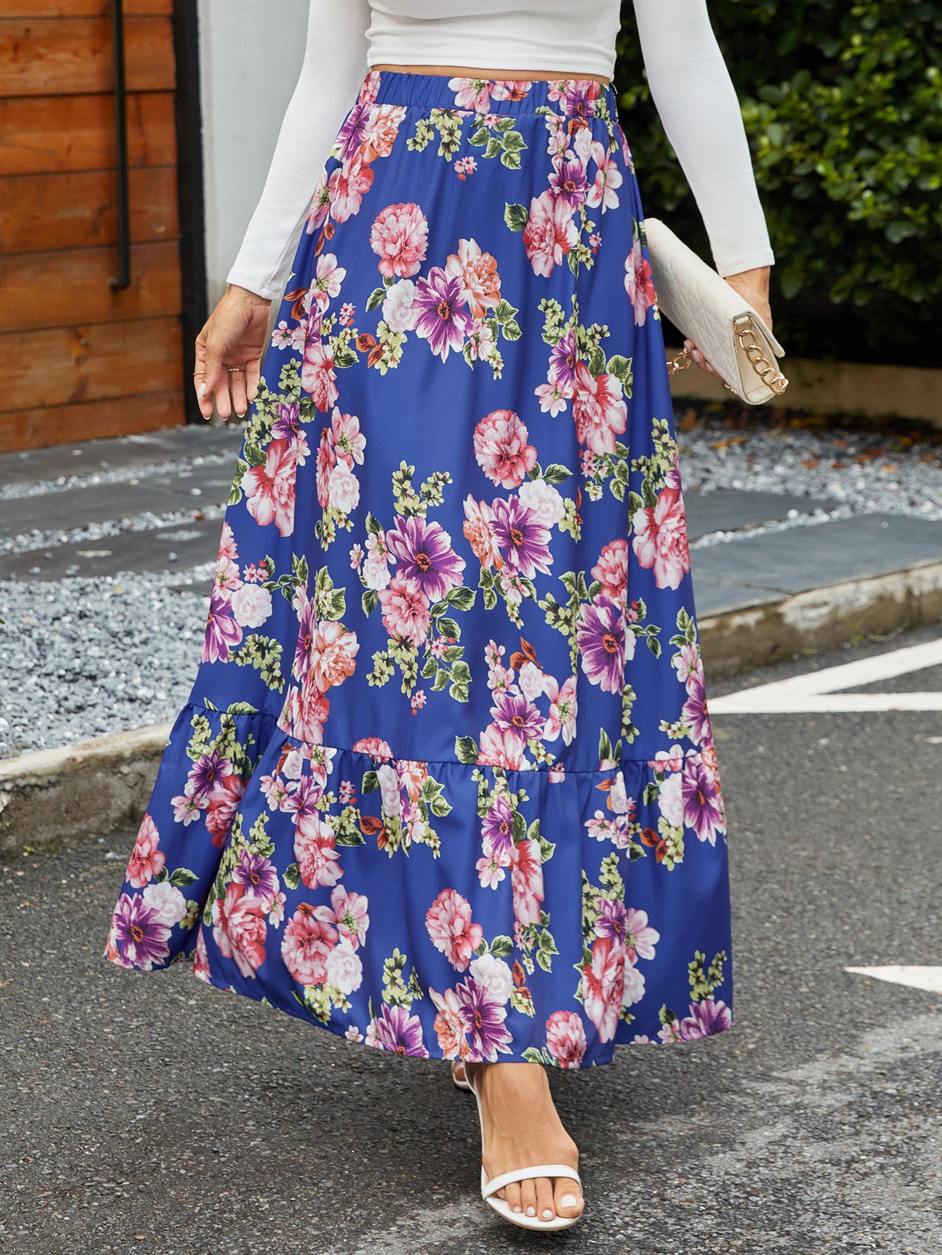 Damen Maxirock mit voluminösem Schnitt und floralen Applikationen Stalluxe