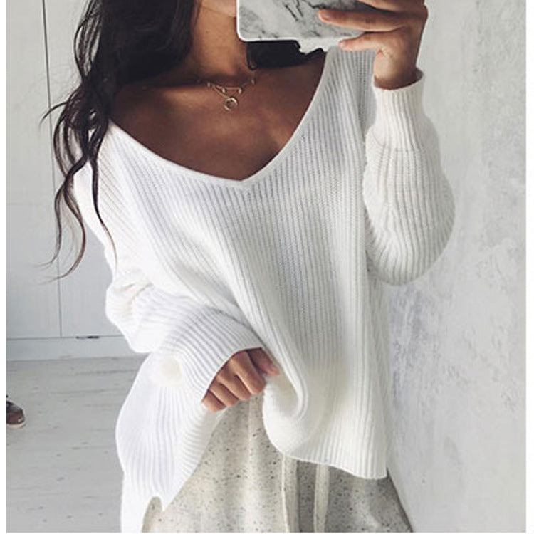 Damen Grobstrickpullover mit V-Ausschnitt und lässigem Schnitt Stalluxe