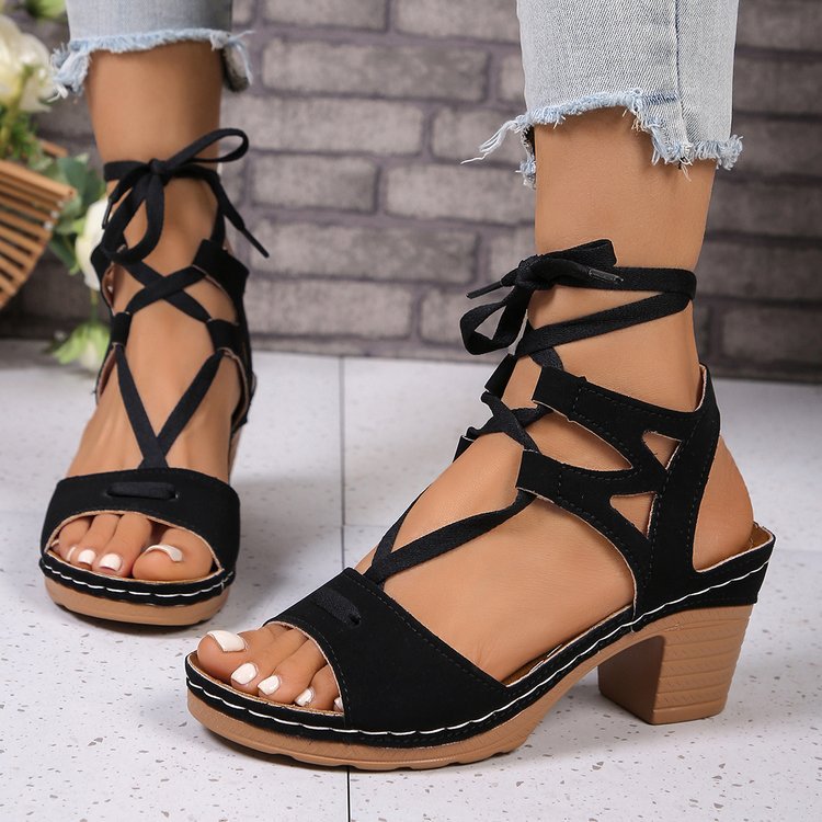 Damen elegante Plateau-Sandaletten mit verstellbarem Riemen und komfortablem Fußbett Stalluxe