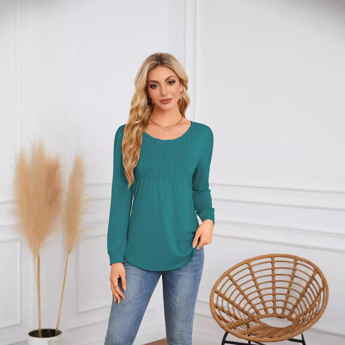 Damen elegante und bequeme Bluse mit Rippenstruktur Stalluxe
