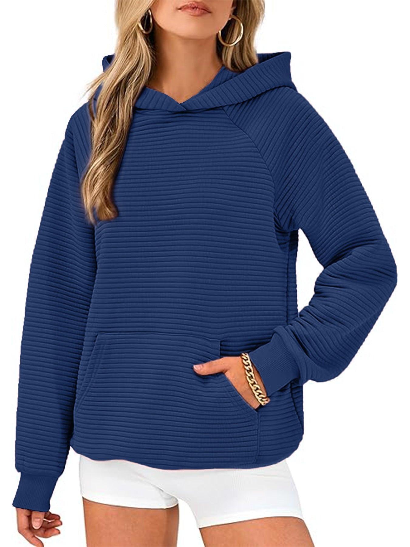 Damen lässiger Kapuzenpullover mit strukturiertem Stoff Stalluxe