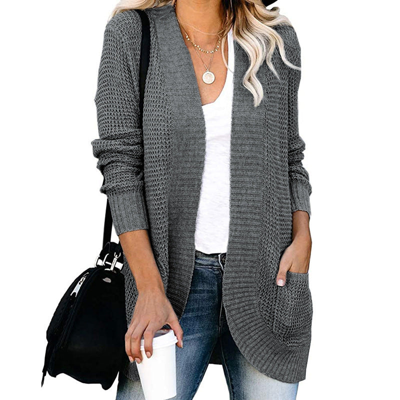 Damen Strickjacke mit modernem Strickmuster und praktischen Taschen Stalluxe