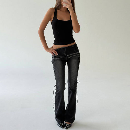 Damen Flared Jeans mit innovativem Schnür-Design Stalluxe