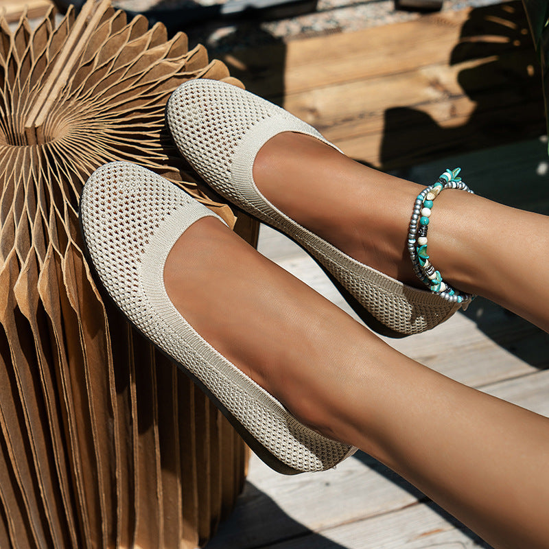 Damen Atmungsaktive Ballerinas mit elastischem Strickobermaterial Stalluxe