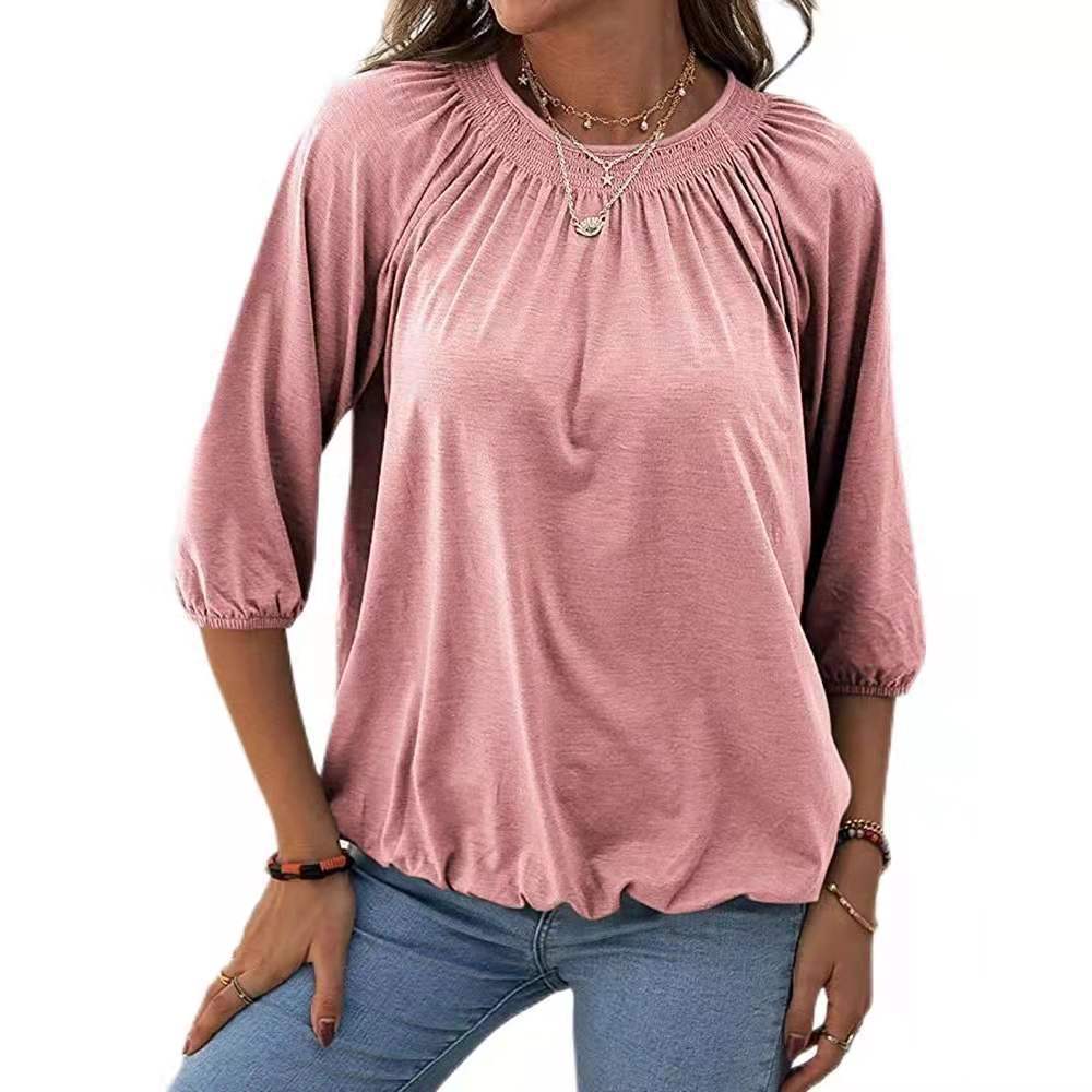 Damen leichtes Blusenshirt mit romantischem Puffärmel und lässigem Schnitt Stalluxe