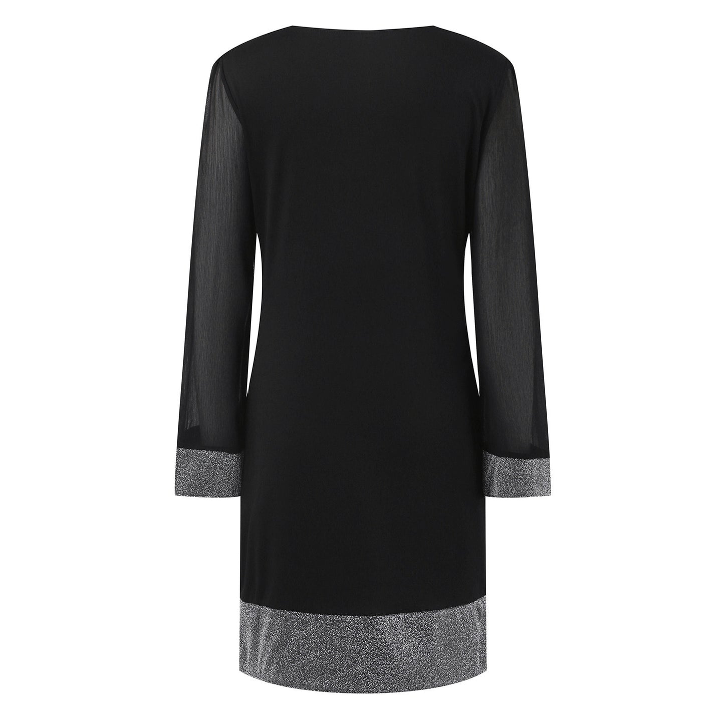 Damen Glamouröses Minikleid mit transparenten Ärmeln und funkelnden Akzenten Stalluxe