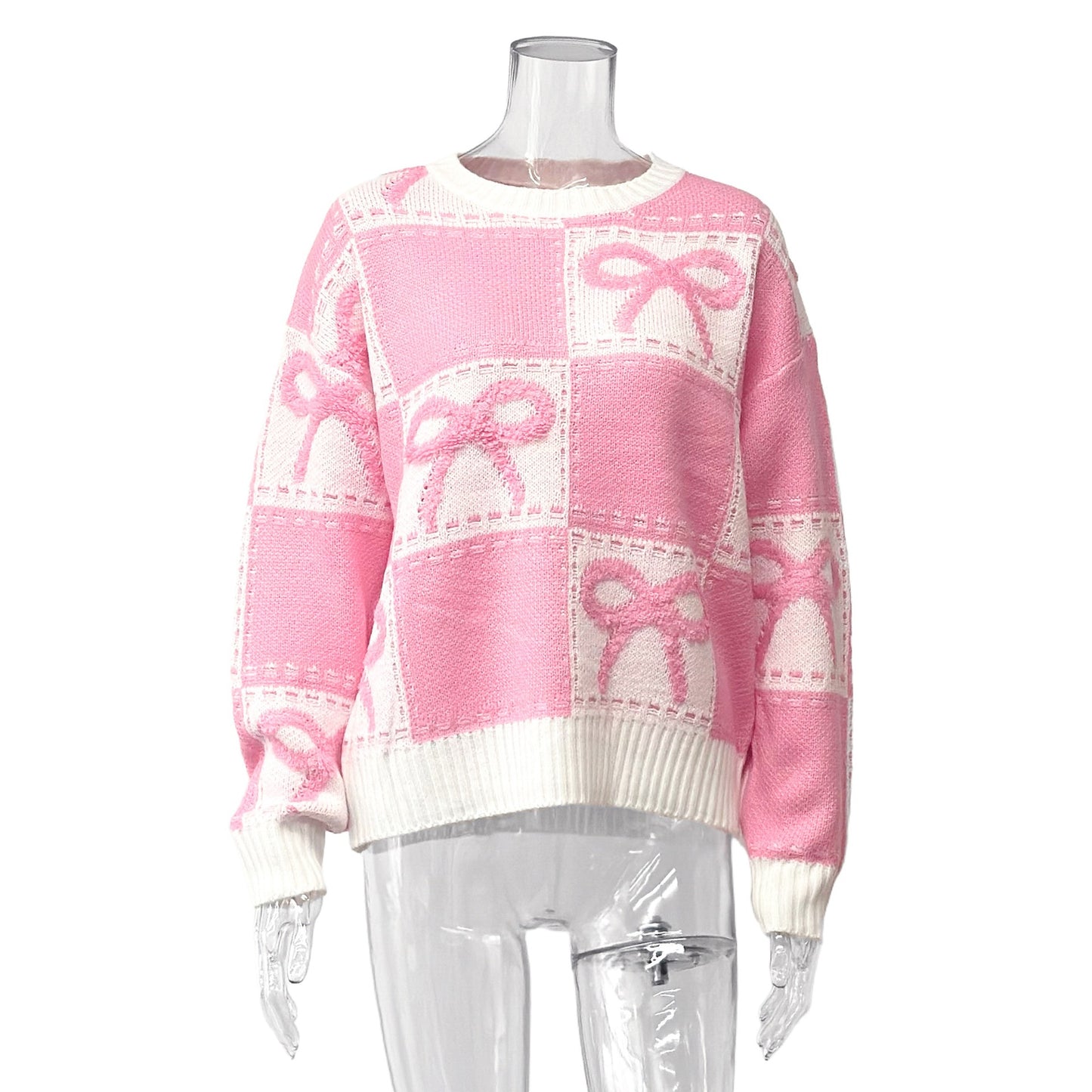 Damen verspielter Sweater mit Schleifenmuster Stalluxe