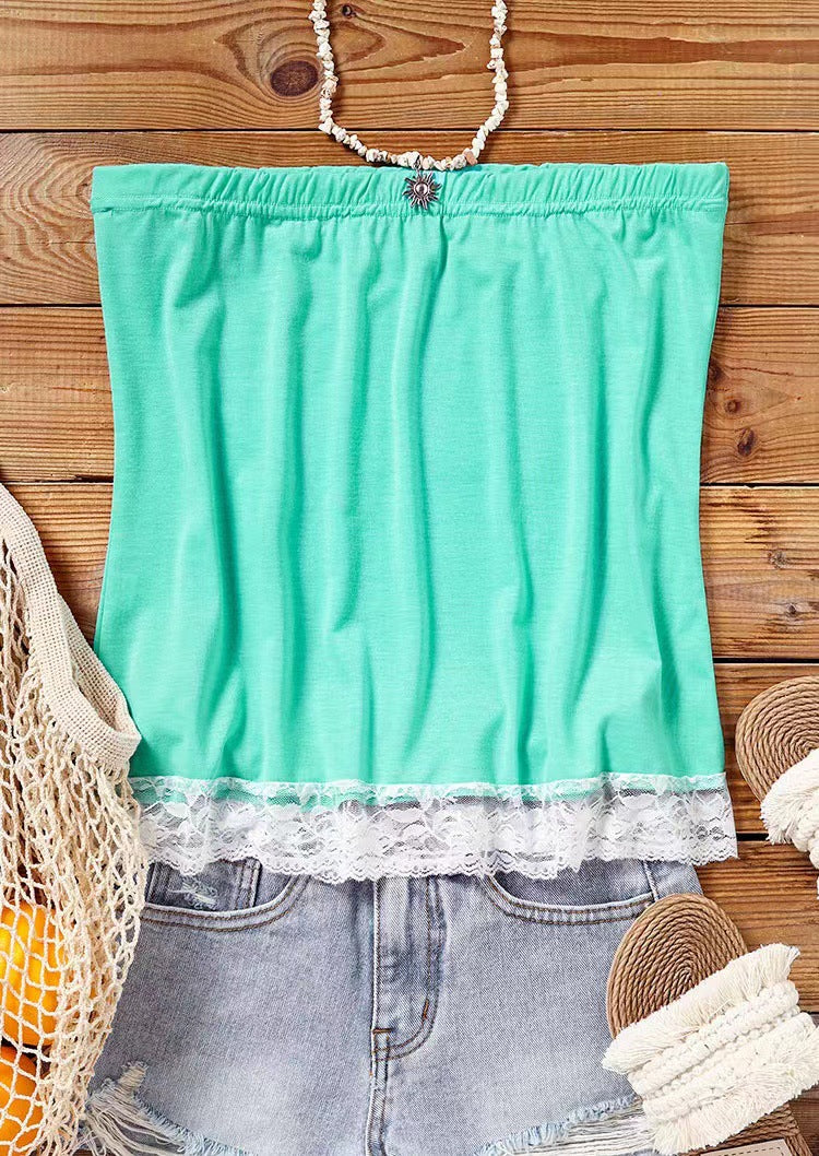 Damen Offshoulder Top mit Spitzenbesatz Stalluxe