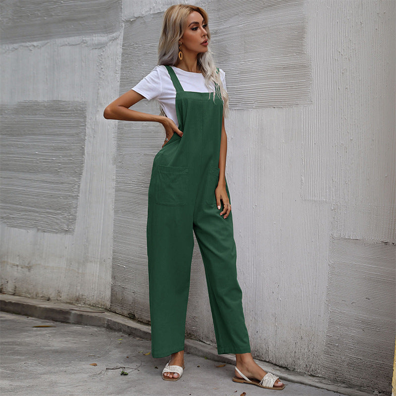 Damen Lässiger Jumpsuit mit praktischen Taschen und verstellbaren Trägern Stalluxe