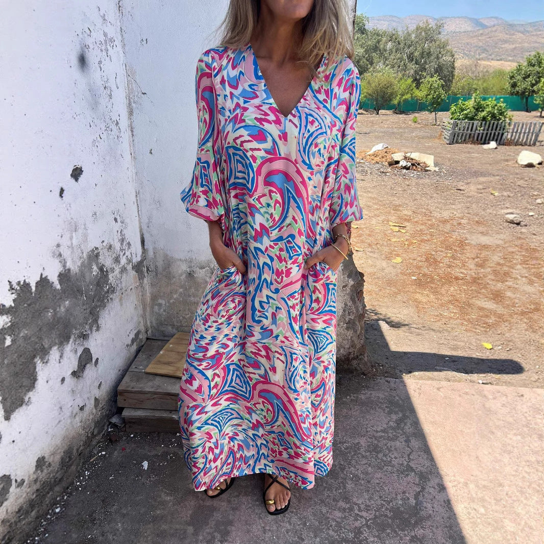Women's Vibrant Print Maxi Dress Stalluxe