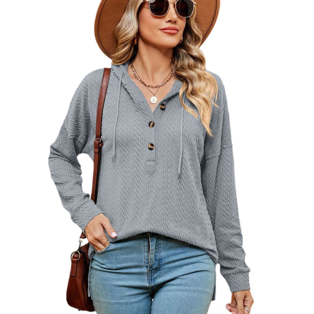 Damen lässiger Pullover mit Knopfdetails und Kapuze Stalluxe