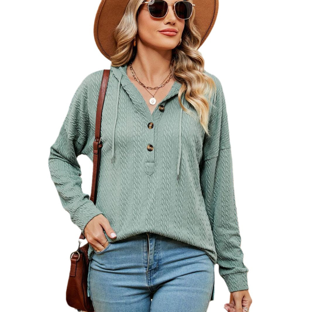 Damen lässiger Pullover mit Knopfdetails und Kapuze Stalluxe