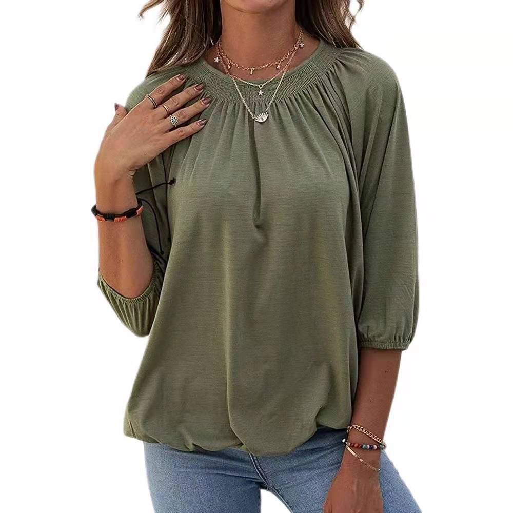 Damen leichtes Blusenshirt mit romantischem Puffärmel und lässigem Schnitt Stalluxe