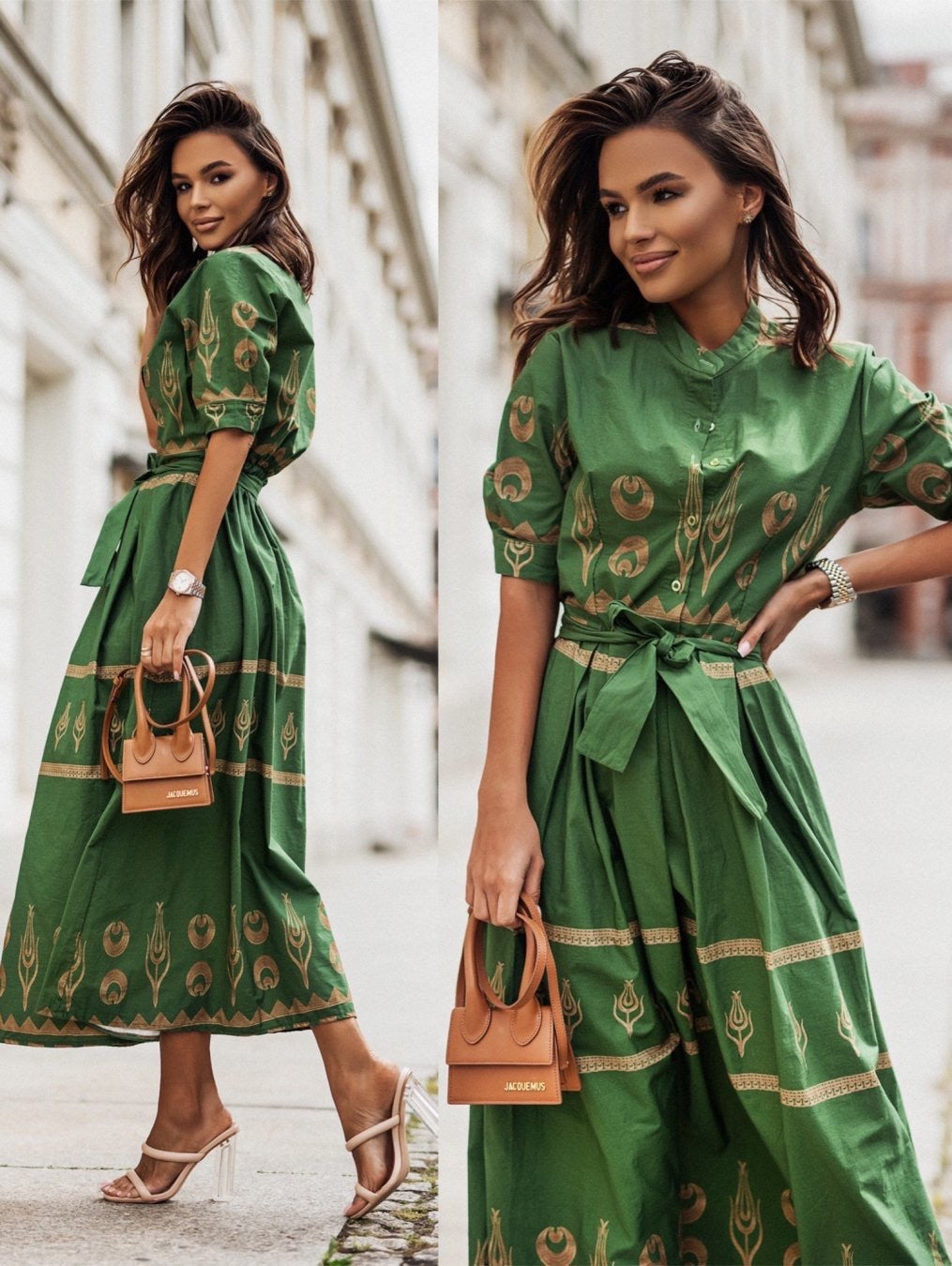 Damen Maxikleid mit kunstvollem Muster Stalluxe