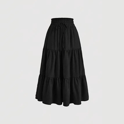 Damen Maxi-Rock mit elastischem Bund und Stufen-Design Stalluxe