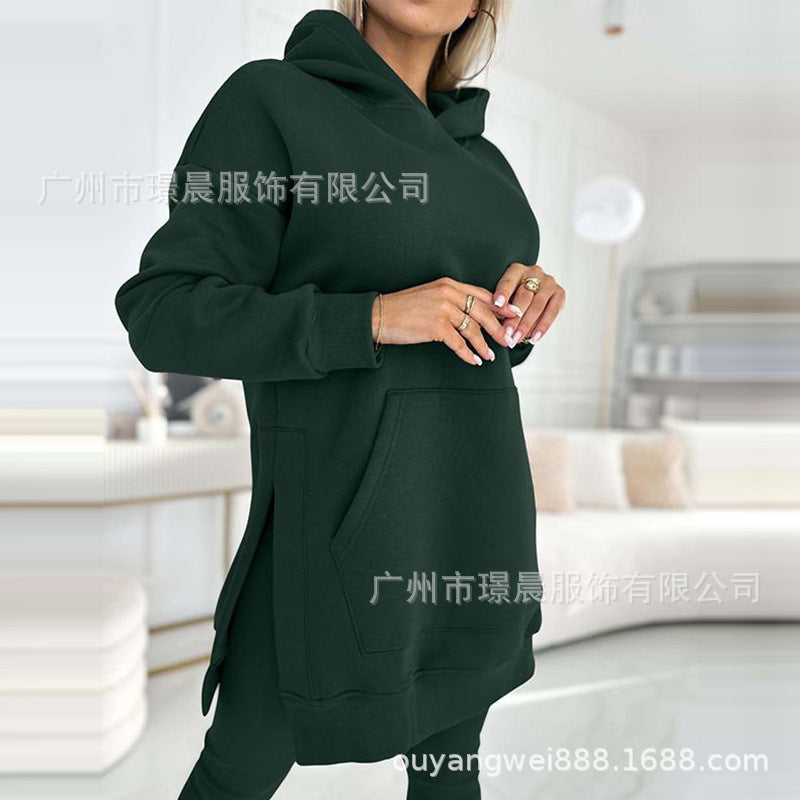 Damen lässiges Hoodie-Kleid Set Stalluxe