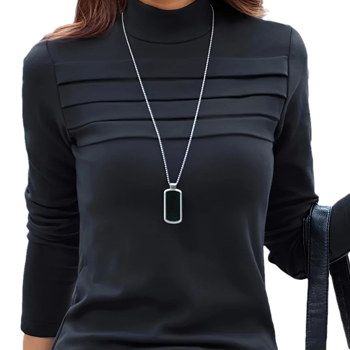 Damen Langarmshirt mit stilvollem Stehkragen und modischen Falten Stalluxe