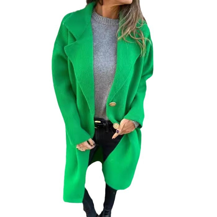Women's Stylish Long Woolen Coat Stalluxe