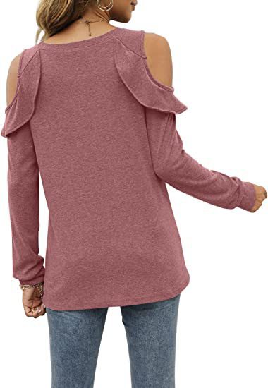 Damen Langarmshirt mit Cut-out-Ärmeln und Rüschendetail Stalluxe