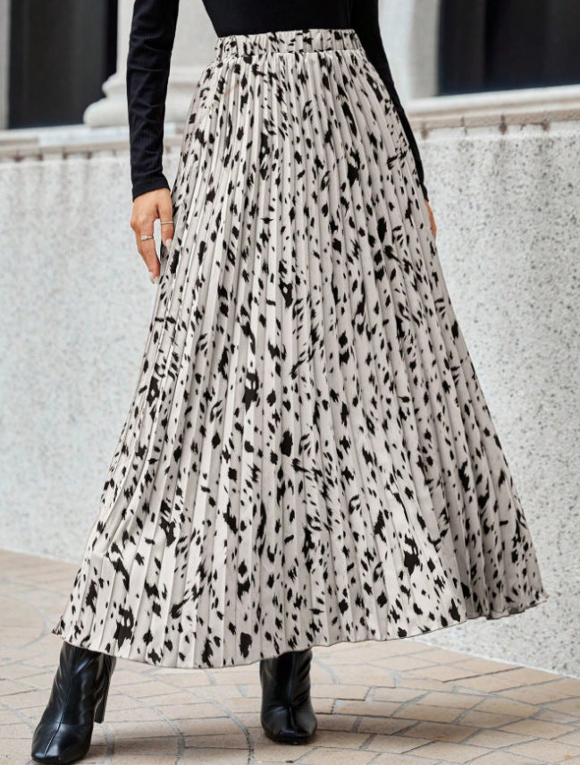 Damen Maxi-Faltenrock mit modischem Muster Stalluxe