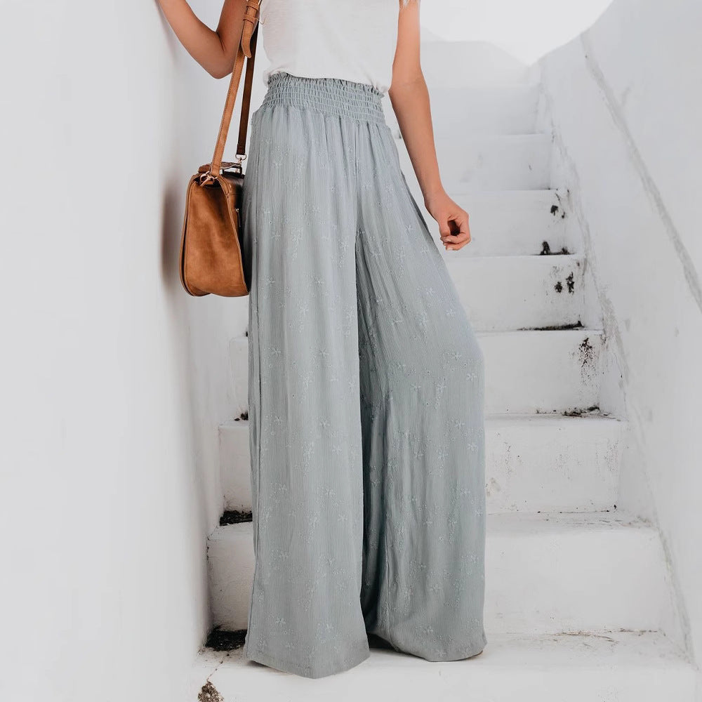 Women's Floral Print Wide-Leg Trousers Stalluxe