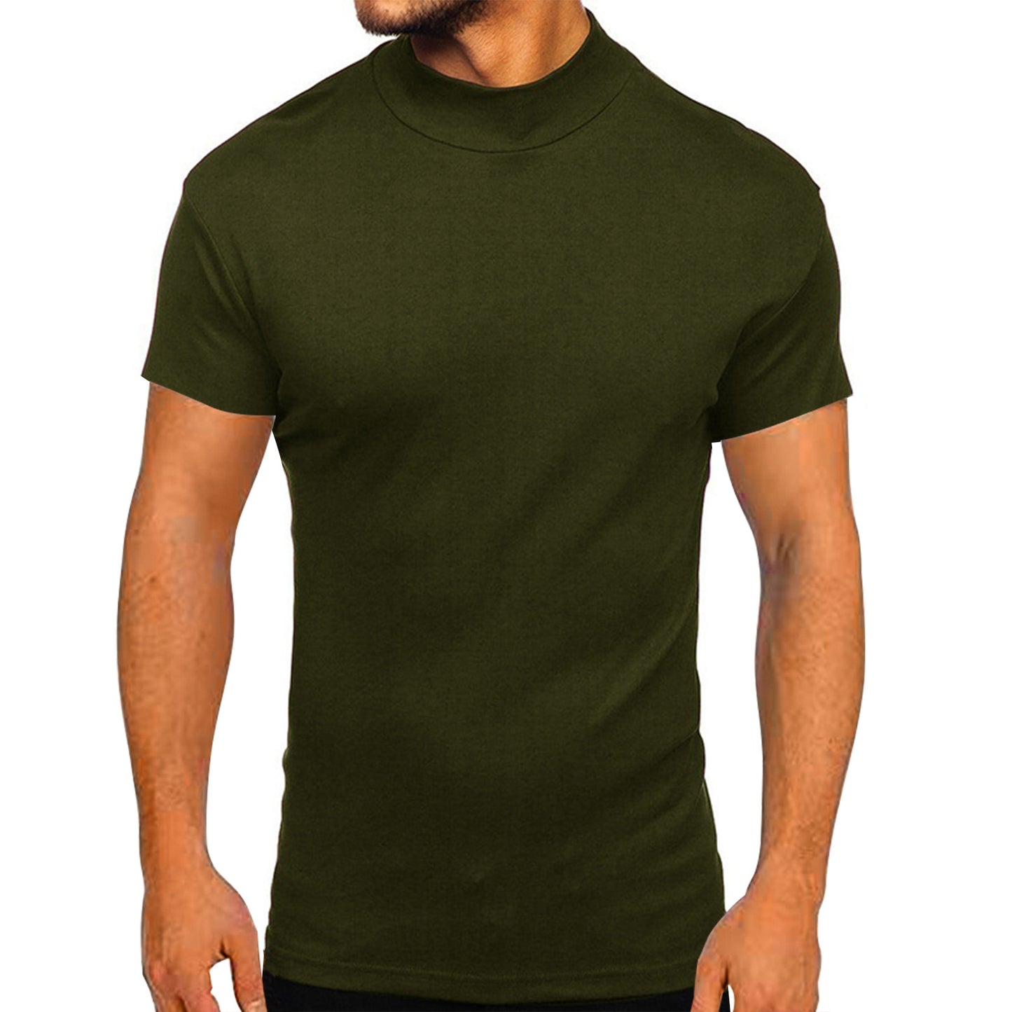 Herren modernes Kurzarm-T-Shirt mit stehendem Kragen und strukturiertem Design Stalluxe