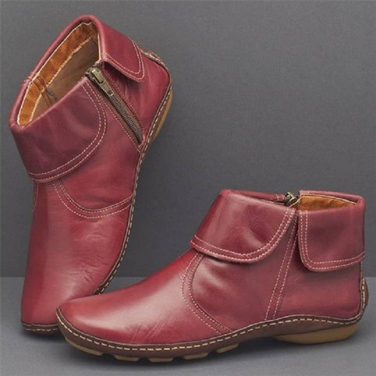 Damen stilvolle Lederstiefeletten mit seitlichem Reißverschluss Stalluxe