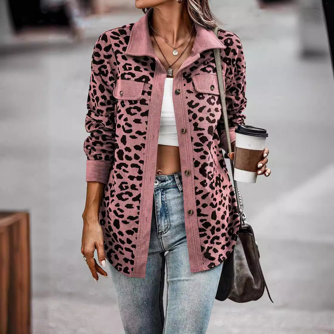 Damen lässige Leinenjacke im Animal-Print Stil Stalluxe