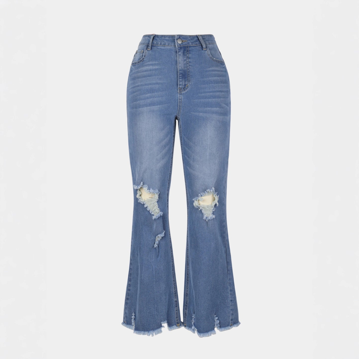 Damen Flared Jeans mit ausgefallenem Destroyed-Effekt Stalluxe