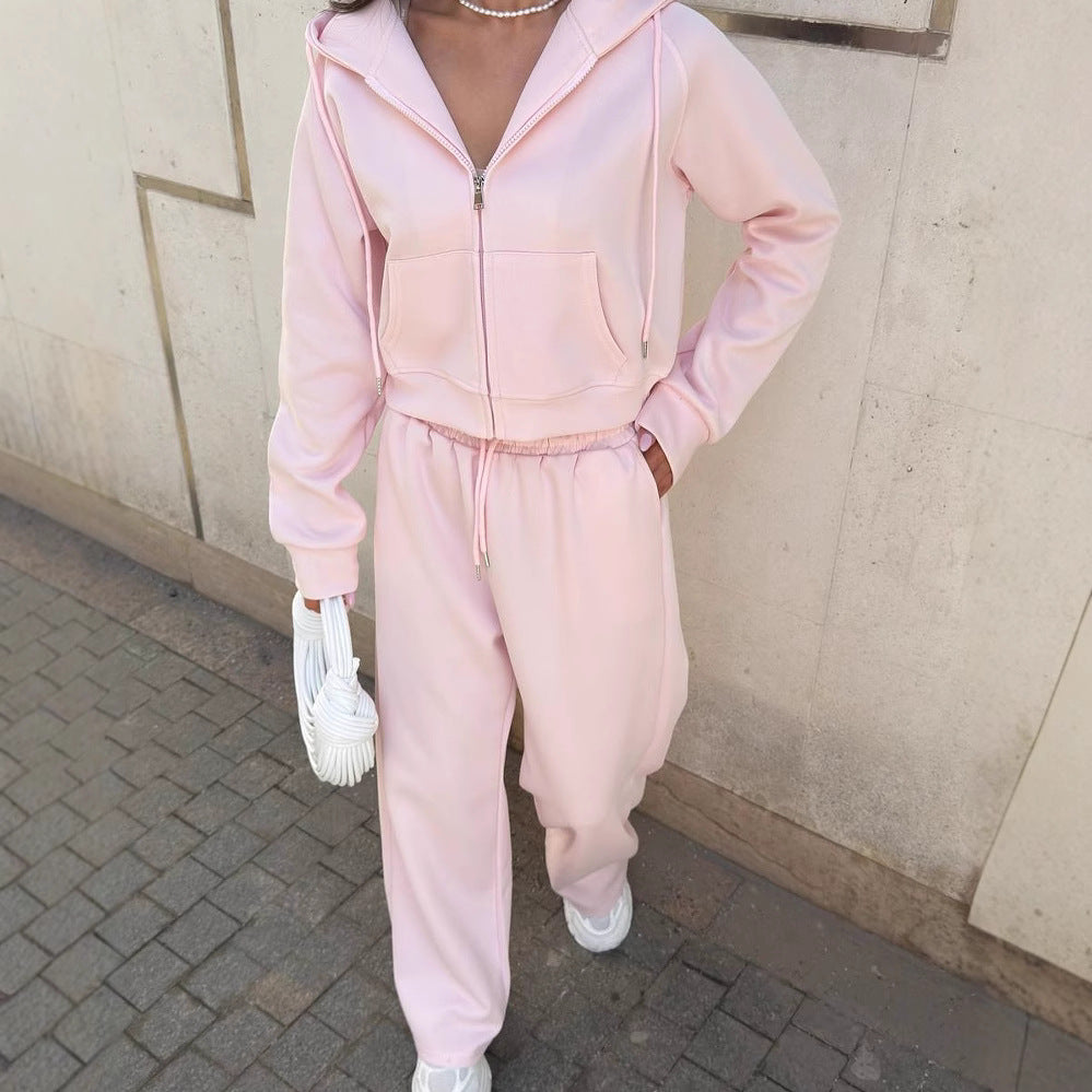 Damen trendiger Lounge-Anzug mit komfortablem Cropped Hoodie und weit geschnittenen Hosen Stalluxe