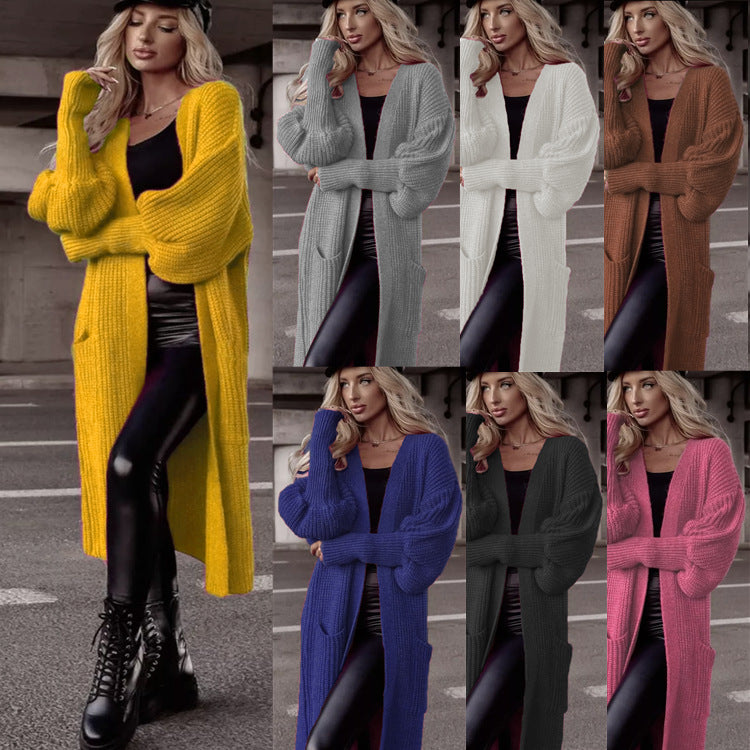 Damen Langer Strickcardigan mit tieferem Rückensaum und lässigem Schnitt Stalluxe